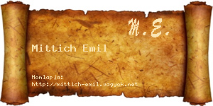 Mittich Emil névjegykártya